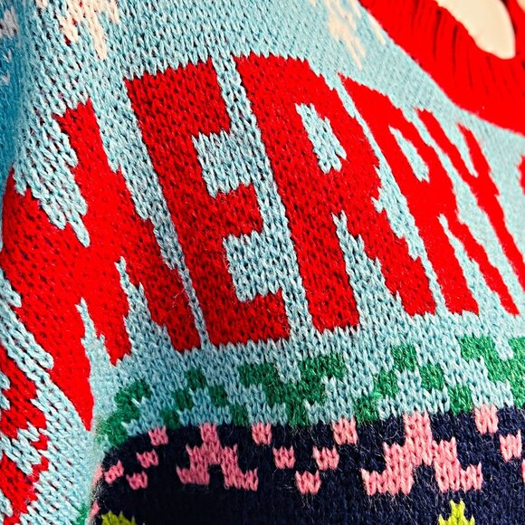 33 Degrees Ugly Christmas Sweater Merry & Bright Colorful Fuzzy Party Oversized - Picture 10 of 12